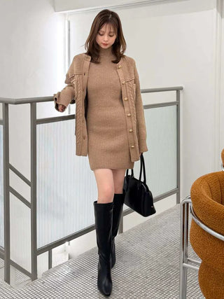 Gold-Button Mid-Length Cardigan
