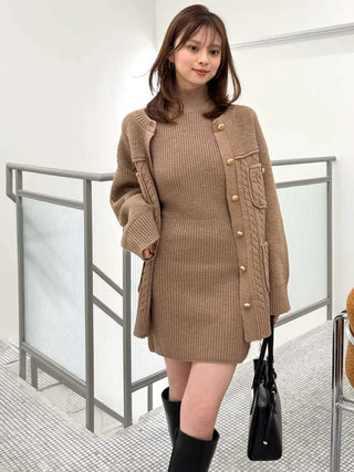 Gold-Button Mid-Length Cardigan