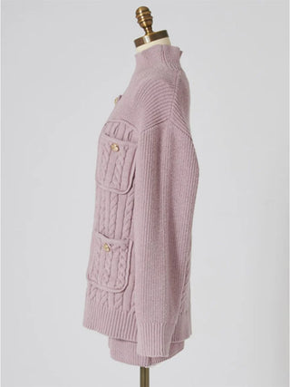 Gold-Button Mid-Length Cardigan