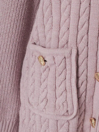 Gold-Button Mid-Length Cardigan