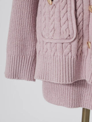 Gold-Button Mid-Length Cardigan