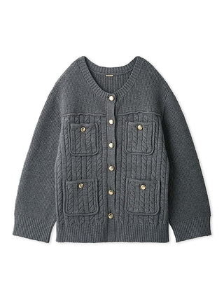 Gold-Button Mid-Length Cardigan