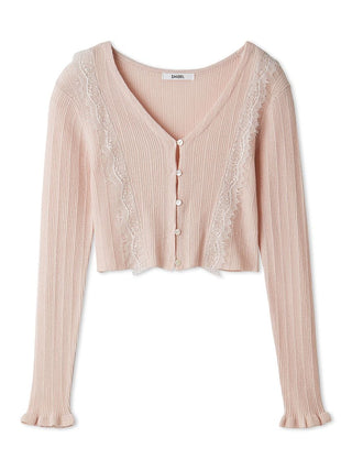 Lace-Trimmed Ribbed Cardigan