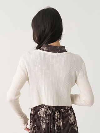 Lace-Trimmed Ribbed Cardigan