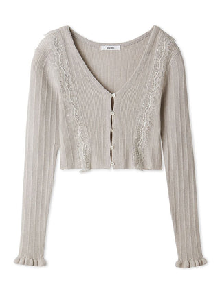 Lace-Trimmed Ribbed Cardigan