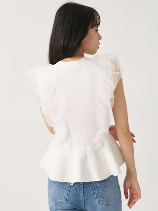 Tulle Ruffle Peplum Knit Sweater