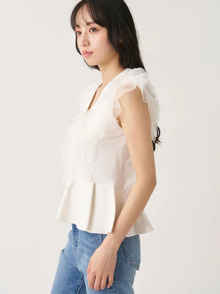 Tulle Ruffle Peplum Knit Sweater