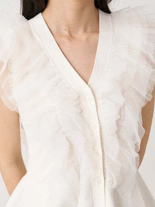 Tulle Ruffle Peplum Knit Sweater