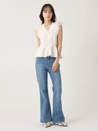 Tulle Ruffle Peplum Knit Sweater