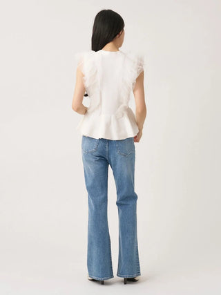 Tulle Ruffle Peplum Knit Sweater