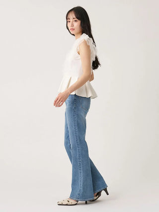 Tulle Ruffle Peplum Knit Sweater