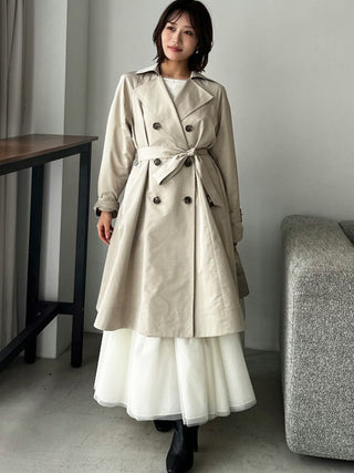 Flared Mid-Length Trench Coat