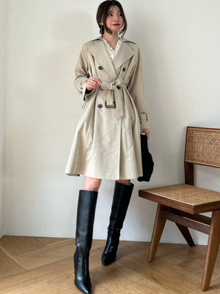 Flared Mid-Length Trench Coat