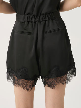 Lace-Trim Satin Shorts