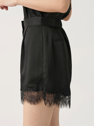 Lace-Trim Satin Shorts
