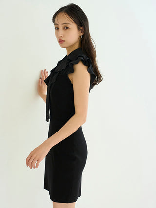 Sustainable Frill Collar Layered Mini Dress