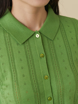 Color Textured Cropped Knit Cardigan