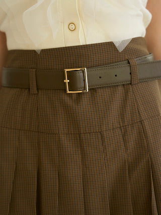 Pleated Long Skirt with Belt