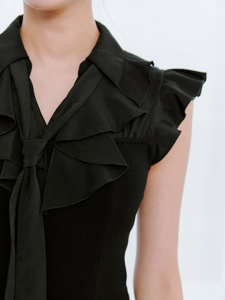 Sustainable Frill Collar Layered Dress
