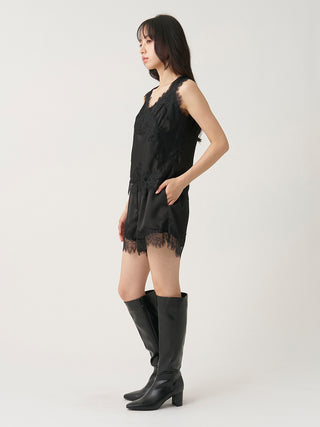 Lace-Trim Satin Shorts 1(MEDIUM) / Black
