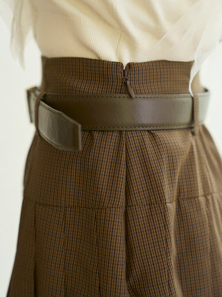Pleated Long Skirt with Belt