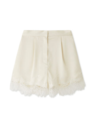 Lace-Trim Satin Shorts