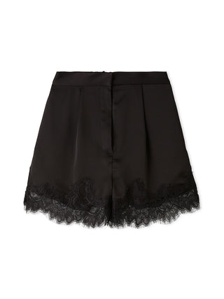 Lace-Trim Satin Shorts