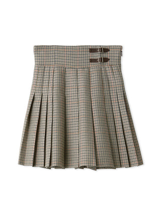 Plaid skirt with black buttons on a white background