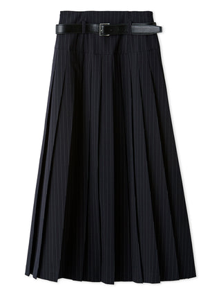 Pleated Long Skirt with Belt