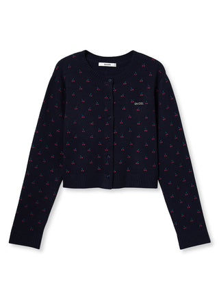 Variety Print Cropped Cardigan in Dark Navy, Premium Women's Fashionable Cardigans, Pullover at SNIDEL USA