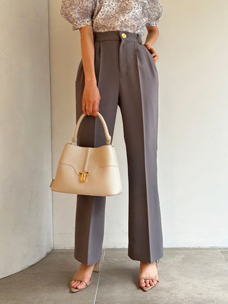  High Waist Flared Slacks in gray beige, Knit Flared Pants Premium Fashionable Women's Pants at SNIDEL USA