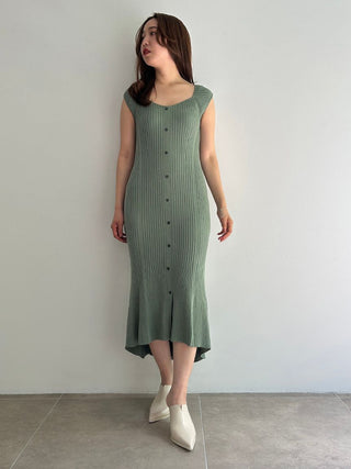 Sustainable Front Button Sleeveless Maxi Knit Dress