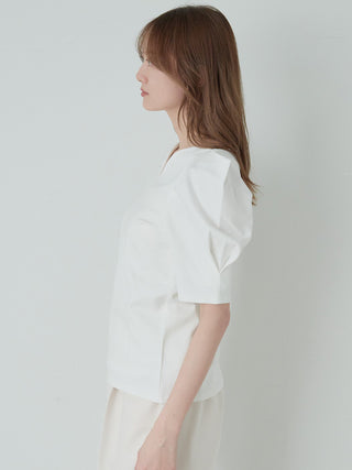 Design Puff Sleeve Tops in white, A Premium, Fashionable, and Trendy Women's Tops at SNIDEL USA