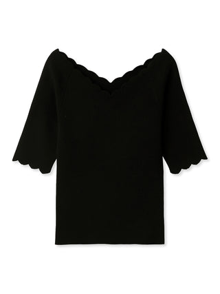  Sustainable Scallop Knit Tops in black, A Premium, Fashionable, and Trendy Women's Tops at SNIDEL USA