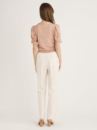  High Waist Flared Slacks in light-pink, Knit Flared Pants Premium Fashionable Women's Pants at SNIDEL USA