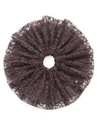 Pleated Lace Scrunchie in brown, Premium Women's Hair Accessories at SNIDEL USA