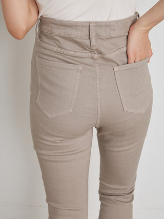 Healthy High Waisted Skinny Pants in beige, Knit Flared Pants Premium Fashionable Women's Pants at SNIDEL USA