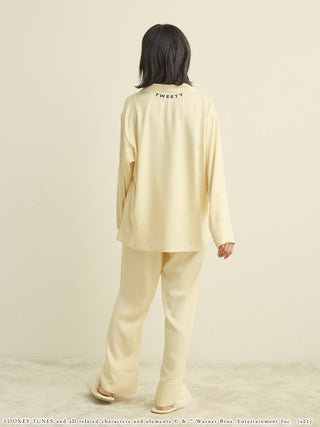  Tweety Collar Long Sleeve Sleep Shirt in yellow, A Collection of Luxury Women's Loungewear at SNIDEL USA