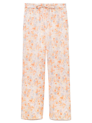  Lumiere Satin Pajama Pants in orange, Knit Flared Pants Premium Fashionable Women's Pants at SNIDEL USA