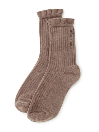 Velour Socks in mocha, A Collection of Luxury Women's Loungewear at SNIDEL USA