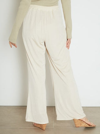 Loose Flared Wide Leg Lounge Pants in off-white, Knit Flared Pants Premium Fashionable Women's Pants at SNIDEL USA