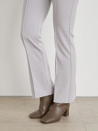 Warm-Lined Flared Pants in gray, Knit Flared Pants Premium Fashionable Women's Pants at SNIDEL USA