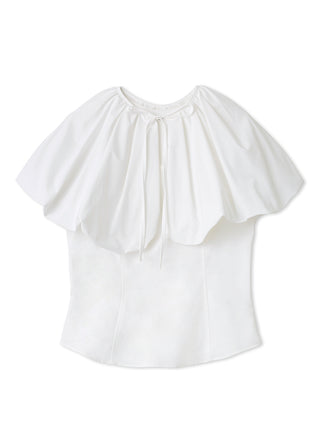 Decollete Open Blouse in white, Premium Fashionable Women's Tops Collection at SNIDEL USA