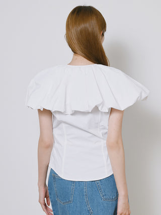 Decollete Open Blouse in white, Premium Fashionable Women's Tops Collection at SNIDEL USA