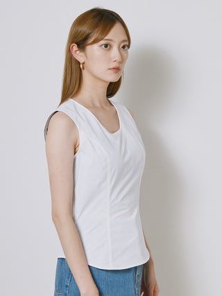 Decollete Open Blouse in white, Premium Fashionable Women's Tops Collection at SNIDEL USA