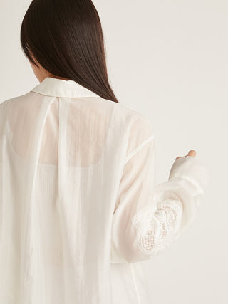  Sheer Embroidered Shirt in white, Premium Fashionable Women's Tops Collection at SNIDEL USA