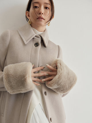Fur Sleeve Midi Coat