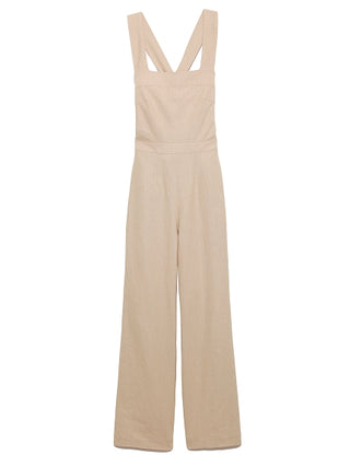 Cross Back Wide Leg Jumpsuit in light beige, A premium Fashionable & Trendy Collection of Women's Jumpsuits at SNIDEL USA