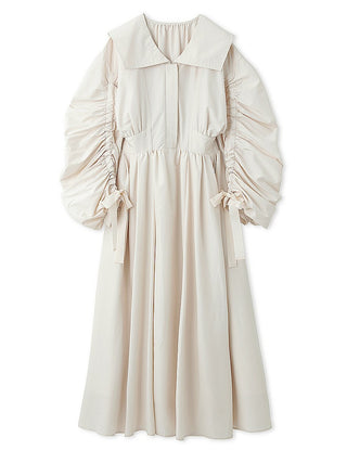  Taffeta Volume Maxi Shirt Dress in ivory, premium women's dress at SNIDEL USA