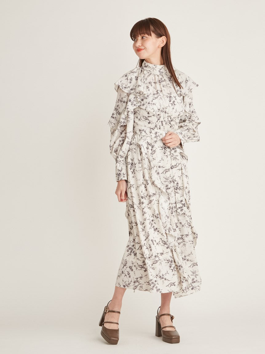 Frill Printed Floral Dress SNIDEL Frill Printed Floral Dress SNIDEL